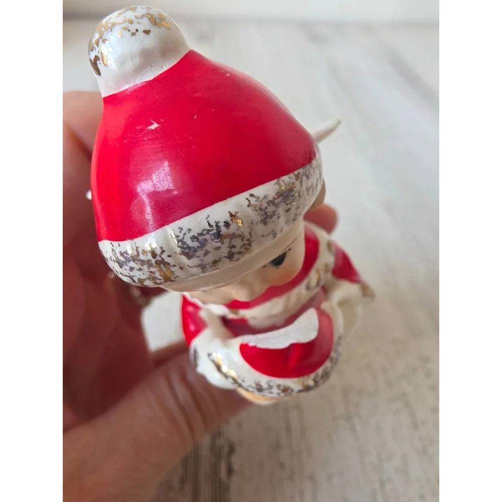 Vintage Japan ceramic AS IS Angel cherub Santa figurine girl Xmas decor